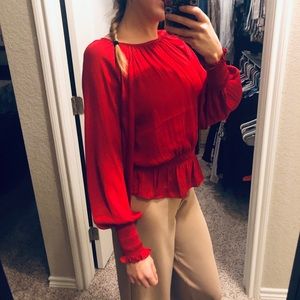 Red long sleeve blouse